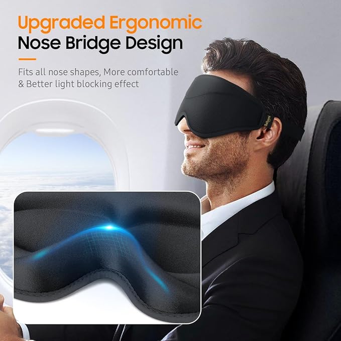 Sleep Mask, 2 Packs Premium Eye Mask for Sleeping, Total Blackout, Superior Soft Comfort, Upgraded 3D Ergonomic Designed Sleeping Mask for Home, Office, Travel, Meditation, Yoga, Black & Pink