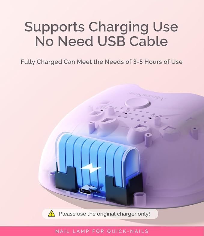 MelodySusie Mini Cordless UV Nail Lamp, P-ART06G Rechargeable Portable LED UV Light with Smart Sensor, 4-Finger Curing for All Soft Gels, Especially Half-Cured Gel, Base Coat & Top Coat, Purple