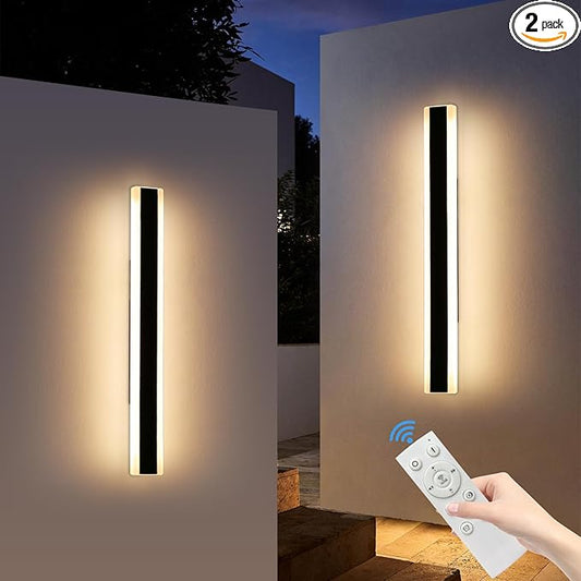 Mikeru 2pack 31.4inch Outdoor Wall Light Fixtures, 10%-100% Dimmable Outdoor Wall Lights Exterior Front Porch Light 3000-6000k Wall Mounted Led Lighting for Basement, Shop,Garage Lighting