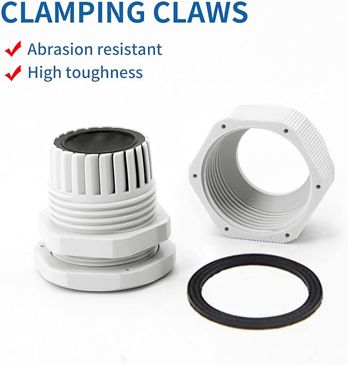 Cable Gland Waterproof,LISTENJIALE 50 pcs Adjustable 3-16mm Waterproof Cable Connectors PG7 PG9 PG11 PG13.5 PG16 PG19 Plastic Cable Gland Joints with Gaskets in PP Box(White)
