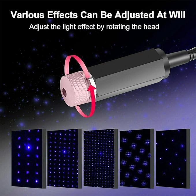 LEDCARE USB Projector Night Light, Portable Adjustable Star Roof Light Car Interior LED Romantic Atmosphere Star Projector for Cars Trucks Bedroom Party Decoration((Violet Blue)