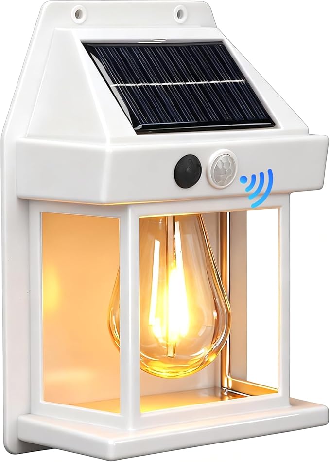 Solar Wall Lights, Outdoor Motion Sensor, Dusk to Dawn LED Outdoor Solar Lights with 3 Modes, for Patio, Garage, Shed (White)