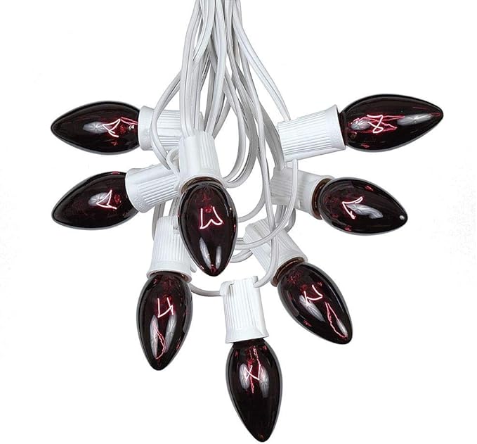 GOOTHY 25 Pack C7 Halloween Replacement Light Bulbs, Transparent Black Light Purple Bulbs for Halloween Outdoor Patio String Lights, C7/E12 Candelabra Base, 5 Watt Night Light Bulbs, Dark Purple