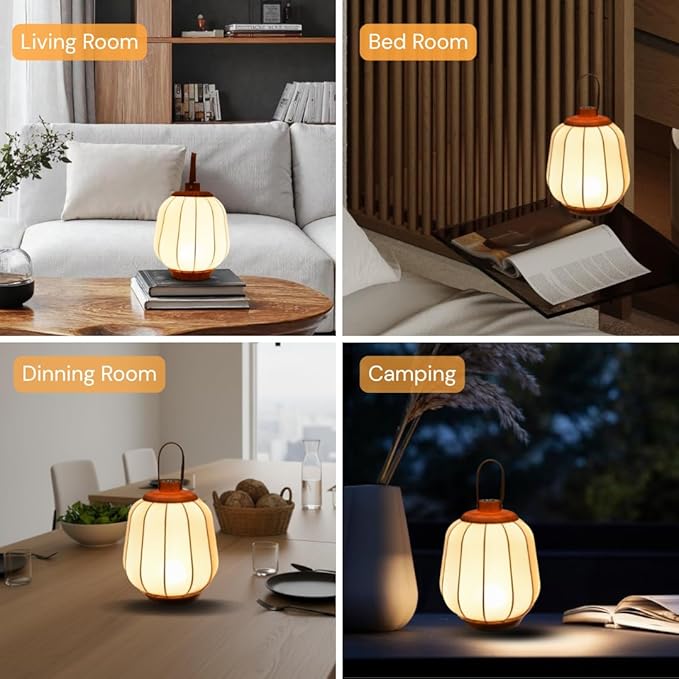 Cordless Rechargeable Lanterns Table Lamp - LED Outdoor Light,4000 mAh Battery Operated,3 Color Dimming Touch Desk Lamps with Handle for Bedroom/Living Room/Restaurant/Camping