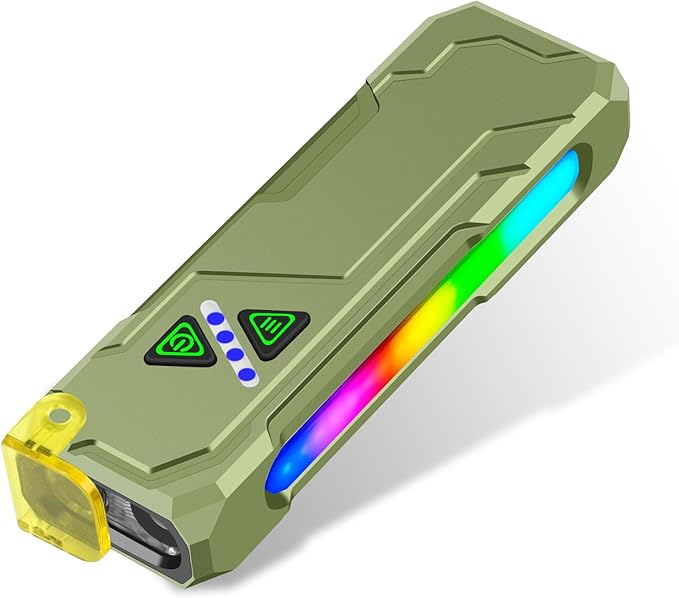 Flat LED Handheld Flashlight Rechargeable Light Camping Dog Walking Working (Green)