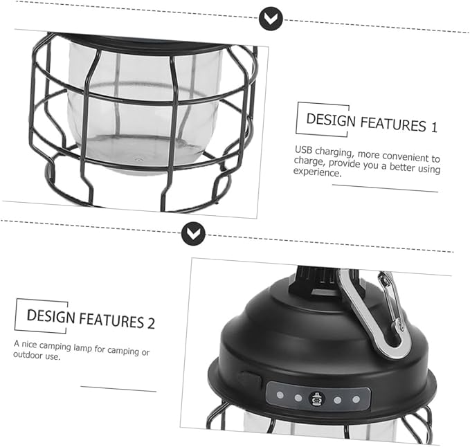 UPKOCH Rechargeable Lantern Battery Powered Tent Light Retro Style Camping Lamp Portable USB Outdoor Lamp