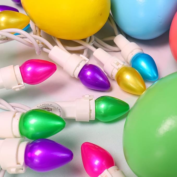 Easter String Lights Decorations, 2PACK 50 LED Count 13 Feet Pastel Multi-Color Lights with White Wire, Plug-in Connectable for Indoor Outdoor Party, Easter eggs baskets,Yard, Garden and Home Decor