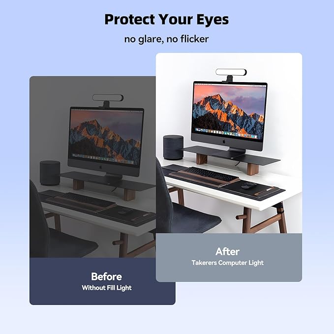Takerers Video Conference Lighting, Webcam Light with Remote & Touch Control, 3 Color Temperature, 10 Level Brightness, Zoom Light for Computer, Video Calls, Live Streaming, Podcast, Studio (1-Pack)