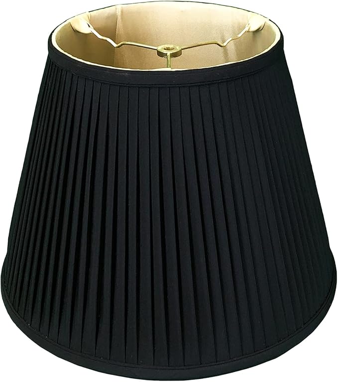 Royal Designs, Inc Deep Empire Side Pleated Basic Lamp Shade, Black with Gold, 10 x 16 x 12.5 (BS-729-16BLKGL)