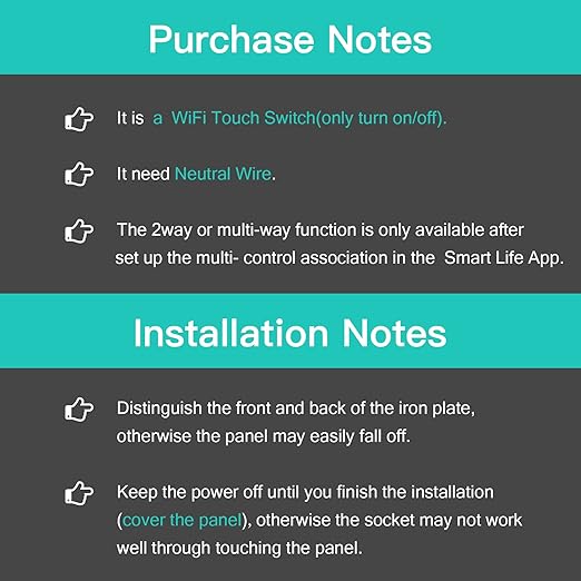 BSEED Smart Light Switch,1 Gang WiFi Touch Switch with Smart Life APP Control and Timing Function,White Single Pole Switches Work with Amazon Alexa,Google Assistant -(3 Way) Multi-Control Association