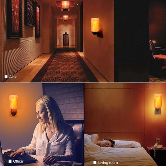 4 Pieces Himalayan Salt Lamp Plug in Night Light Salt Lamp, 360 Degree Adjustable Wall Plug for Bedroom Night Light