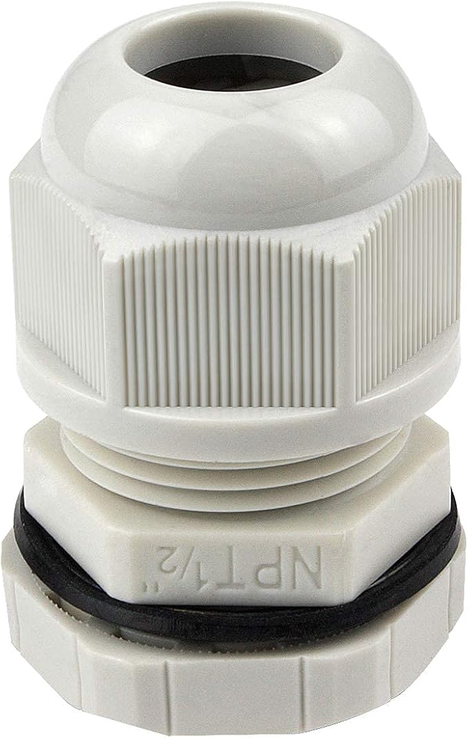 XHF 10 Pcs 1/2" IP68 Strain Relief Nylon Cord Grip NPT Cable Glands Adjustable UL Listed and RoHS Compliant (Grey)