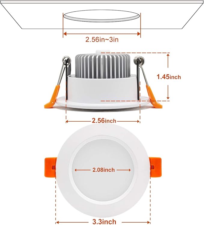 YGS-Tech 3 Inch LED Recessed Lighting, Dimmable Downlight 5W(40W Halogen Equivalent), CRI80, 5000K Daylight White, Ceiling Light with LED Driver(4 Pack)