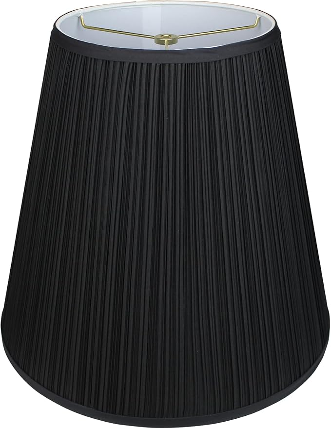 FenchelShades.com Lampshade 9" Top Diameter x 16" Bottom Diameter x 15" Slant Height with Washer (Spider) Attachment for Lamps with a Harp (Pleated Black)