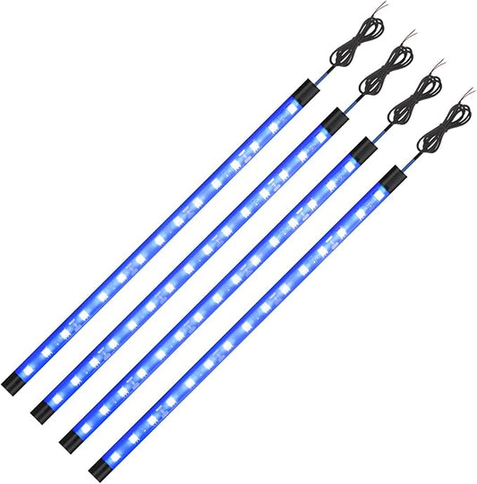 YM E-Bright Upgrade Blue Golf Cart Lights Car Underglow Led Strip Lights for Marine Boat Deck Motorcycles Kayak Interior Exterior 5050 Chipset 15SMD Waterproof IP67 DC 12V(Pack of 4)