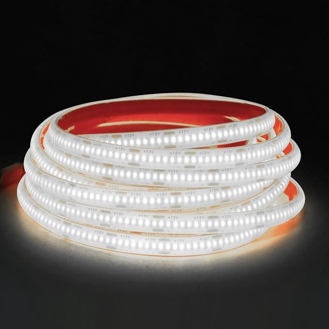 KISUFU 12V COB LED Strip Light with Solar Panel, 320LEDs/m IP68 Waterproof Flexible Dimmable Led Lights with Solar USB Controller Clips for Outdoor Garden, Garage, Eaves, Decoration.