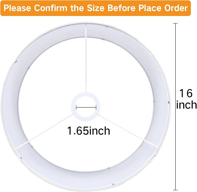 OUTON White Large Drum Lamp Shades for Floor Lamps, 16" Top x 16" Bottom x 9" High, Easy to Assemble, Replacement Linen Lampshades for Table Lamps & Bedside Lamps (1.65" Spider)