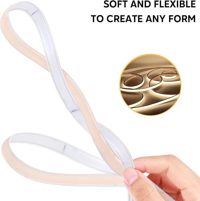 AC 120V LED Strip Lights 10M 32.8ft Warm White, IP67 Waterproof LED Light Strip Dimmable Strips Rope Lights for Kitchen Cabinets Indoor Use, Hardwired Installation (White, 32.8ft)