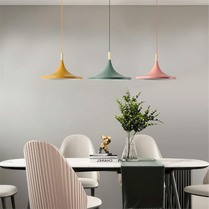 KCO Lighting Nordic Modern Macaron Pendant Light 3-Pack Farmhouse Barn Pendant Light Colorful Pendant Lighting Kitchen Island Lights Ceiling Hanging Over Island (Big)