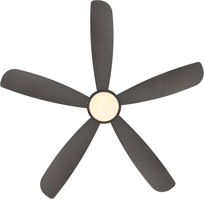 52" Outdoor Ceiling Fan with Light and Remote, ABS Blades, Low Profile Flush Mount Ceiling Fan, Dimmable LED light, Noiseless Reversible DC Motor, for Bedroom/Living Room/Porch (Charcoal Gray)