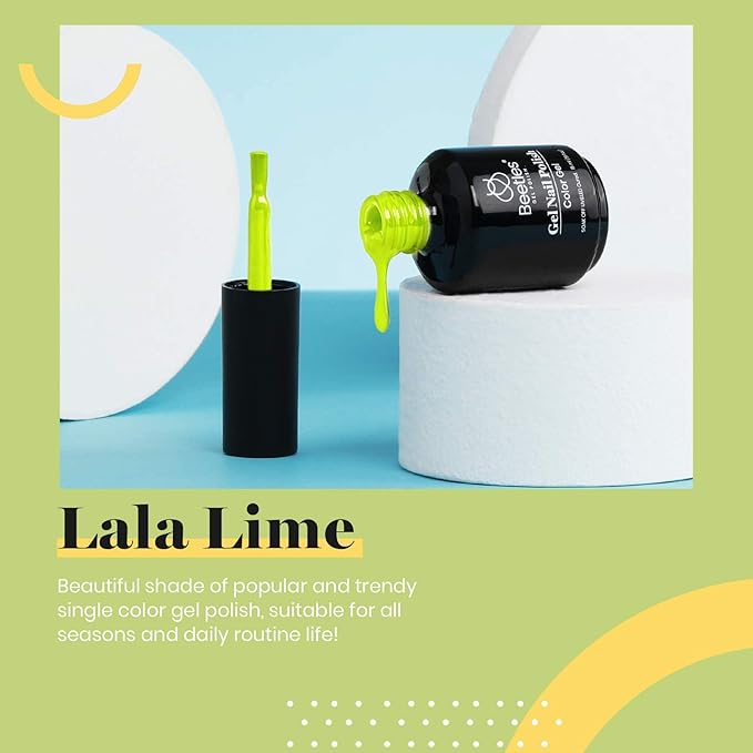 Beetles Neon Yellow Gel Polish - Vibrant Lime 15ML/0.51Fl Oz, Neon Yellow Gel Nail Polish, Soak Off UV LED Lamp Nails Art, Long-Lasting Manicure Salon DIY Home Summer Nails