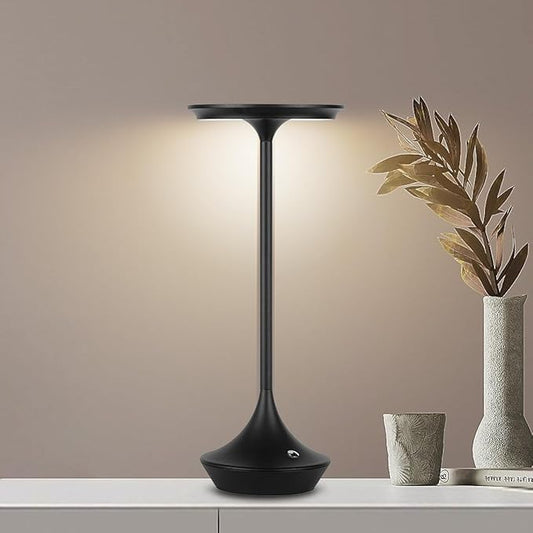 Rechargeable Cordless Table Lamps, Portable 4000mAh Battery Table Lights, 3 Color Stepless Dimming LED Wireless Desk Light with Memory Function for Outdoor/Dinner/Bar/Restaurant/Camping