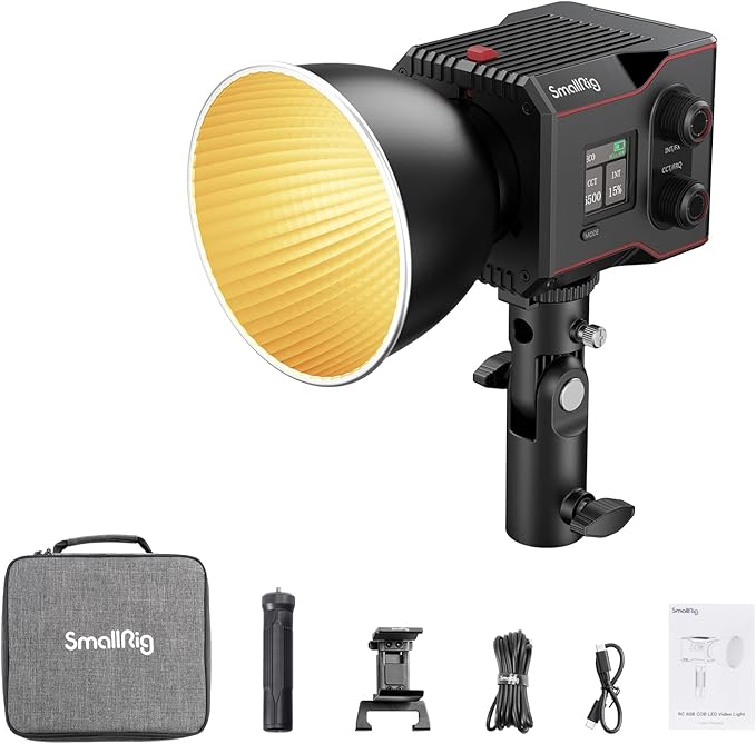 SmallRig RC 60B COB Video Light, 49Wh Battery 45min Runtime, 63W 11200lux CRI 97+ Bicolor LED Video Light, Portable Palm-Sized Continuous Output Light, for Photography/Video/Studio, Mobile Version