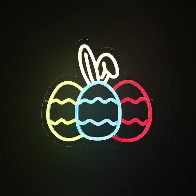 Neon Easter Eggs Sign for Easter Decorations, Party Home Room Decor, Wall Decor, Easter Gifts for Kids