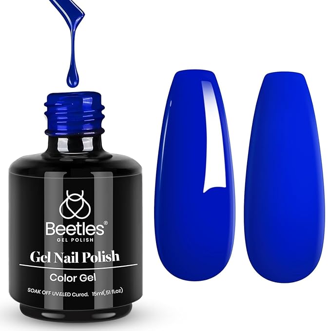 Beetles Blue Gel Nail Polish - Sapphire Love Color, Royal Blue Gel Polish, Soak Off Uv LED Spring Nails for Manicure Salon DIY Design Gifts for Women