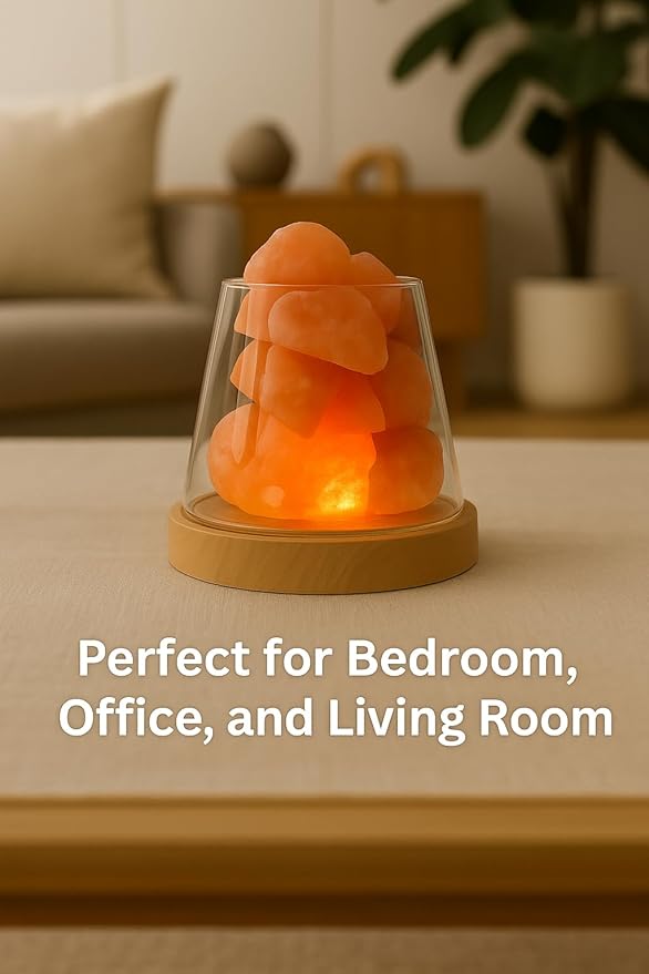 Mystic Romance Himalayan Salt Lamp Rechargeable, Pink Himalayan Salt Crystal Lamp in Glass, Color Changing Cordless Table Lamp with Remote for Bedroom, Bedside, Desk & Home Decor