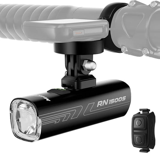 Magicshine Bike Light RN 1500S, Bicycle Lights for Night Riding with Underneath Mounted, FTR LightSync Control, USB Rechargeable, Bike Light Front and Back for Road Mountain Cycling