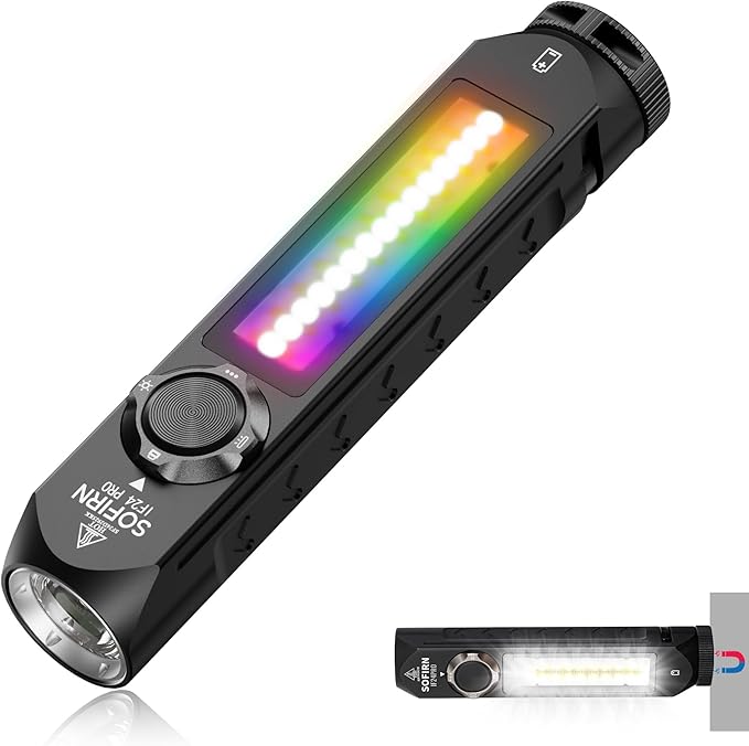Sofirn IF24 Pro Super Bright Flashlight for Emergencies, 1800LM LED Flashlights for Camping, Rechargeable Flashlights High Lumens, Waterproof Flash Light Battery Powered, Magnetic Red Light Flashlight