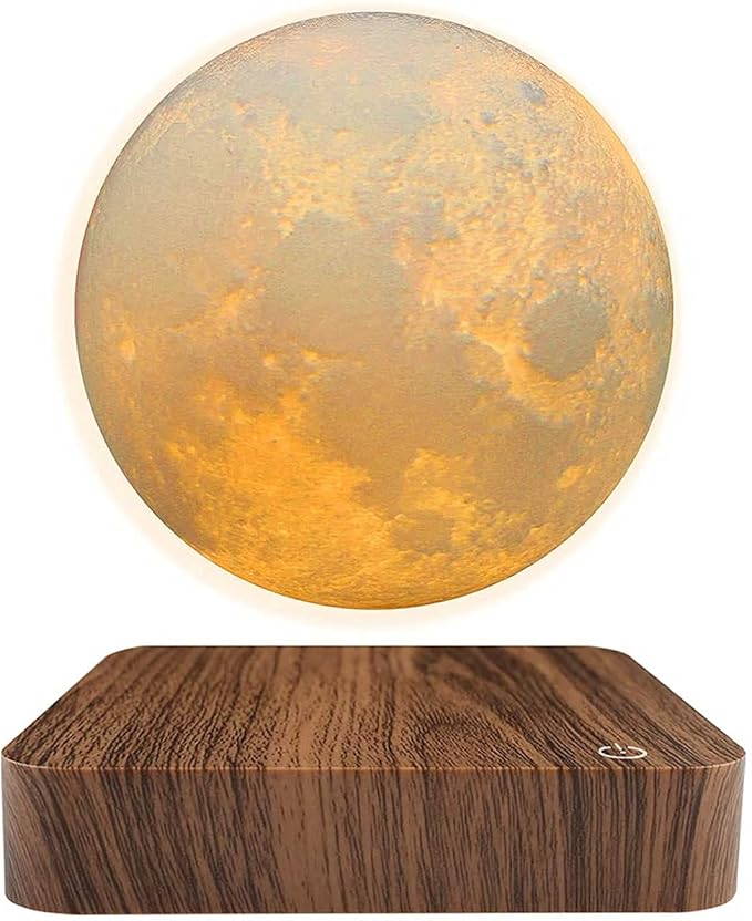 Levitating Moon Lamp Night Light 3D Printing Magnetic Floating Spinning Luna Night Light with Remote Control Thanksgiving for Dad/Kids/Friends