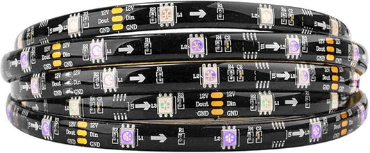 BTF-LIGHTING WS2811 IC=RGB+IC Addressable Dream Color LED Strip 16.4FT 30LEDs/m 10Pixels/m IP65 Splash Proof Black PCB Flexible DC12V Chasing Effect for Home Indoor Decor(No Adapter or Controller)