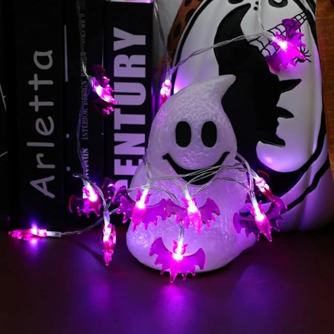 Halloween String Lights 10Ft 20 LEDs Battery Operated Outdoor Decorations Bat Lights for Halloween Party Decor