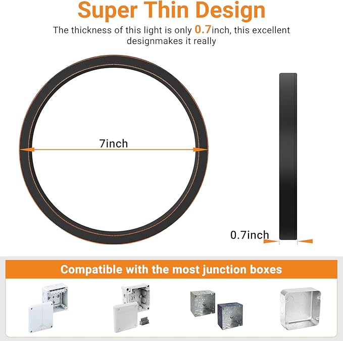 slochi 2Pack LED Flush Mount Ceiling Light Fixture, 7 Inch 15W, 1500LM, Super Slim 0.7 Inch, 3000K-6500K Adjustable Low Profile LED Ceiling Lights for Bathroom, Closet, Hallway(Oil Rubbed Bronze)