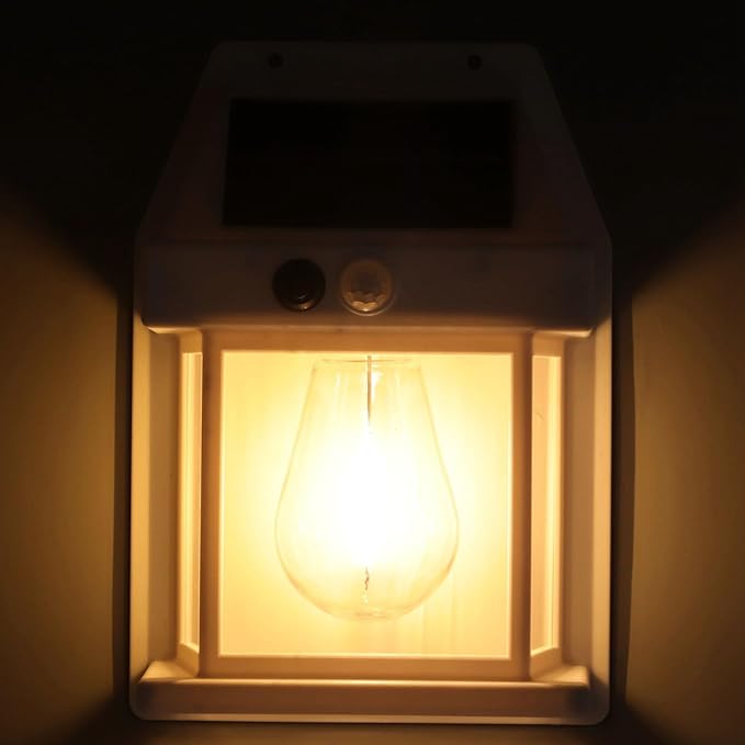 Solar Wall Lights, Outdoor Motion Sensor, Dusk to Dawn LED Outdoor Solar Lights with 3 Modes, for Patio, Garage, Shed (White)