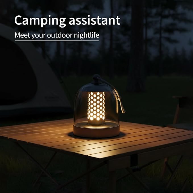 Camping Lantern, IPX4 Waterproof Touch Control LED Night Light, USB Rechargeable & Long Lasting Battery, Portable Hanging Tent Lamp for Outdoor Camping Hiking Backpacking,Silver Gray