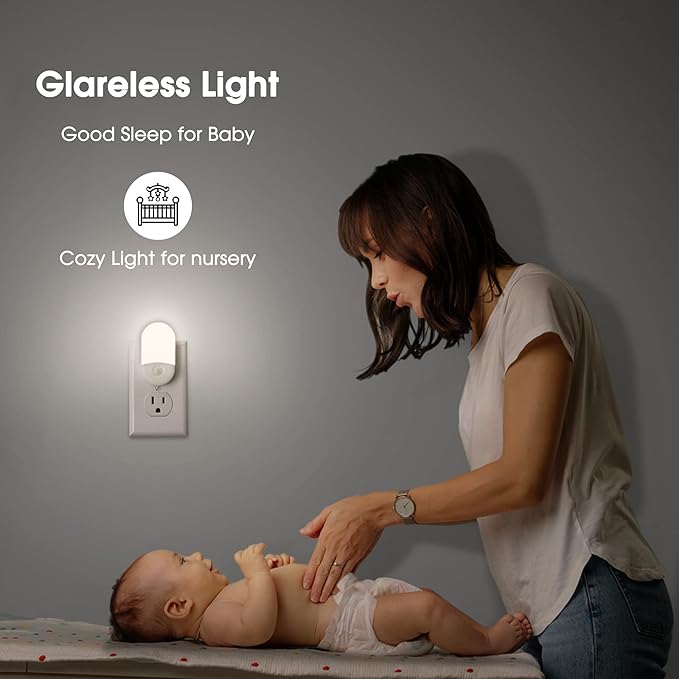 L LOHAS LED Night Light Plug in, 4 Pack 0.6W LED Night Light for Kids, Auto Dusk to Dawn Sensor Bright Nightlight, Daylight White 5000K, 30/60lm Small Night-Lights for Adults, Hallway, Kitchen, Stairs