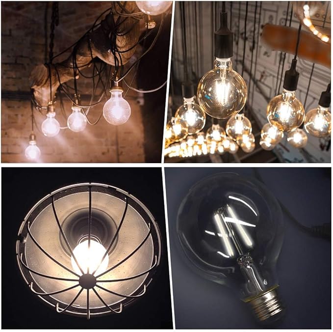 ENERGETIC SMARTER LIGHTING Dimmable LED Edison Light Bulb, G25 (G80) Globe Bulb, 60W Equivalent, 2700K Soft White, Christmas Light, E26 Standard Base, ETL Listed, 10-Pack