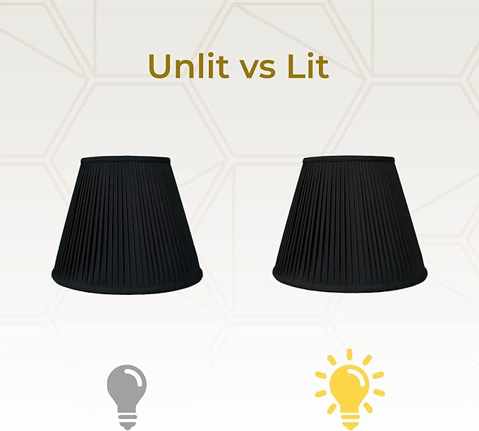 Royal Designs Deep Empire Side Pleat Basic Lamp Shade, Black with Gold, 6" x 12" x 9.25, BS-728-12BLKGL