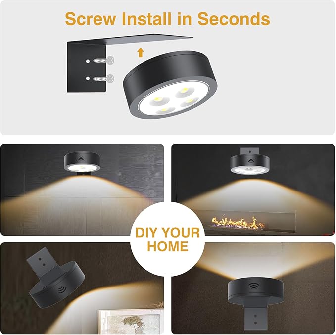 LED Picture Light Wireless Battery Operated Poster Light,Remote Control Painting Lights,Timer and Dimmable Art Light for Wall,Magnetic Accent Display Wall Light for Artworking,Wall Decor Puck Lights