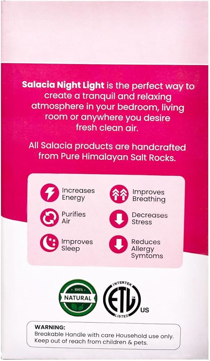 Natural Pink Himalayan Rock Salt Black Plug in Night Light with On/Off Switch and 15 Watt Bulb Gibraltar Nightlight - Ideal Small lamp - Himalayan Salt Lamp - Night Light Lamp (Black)