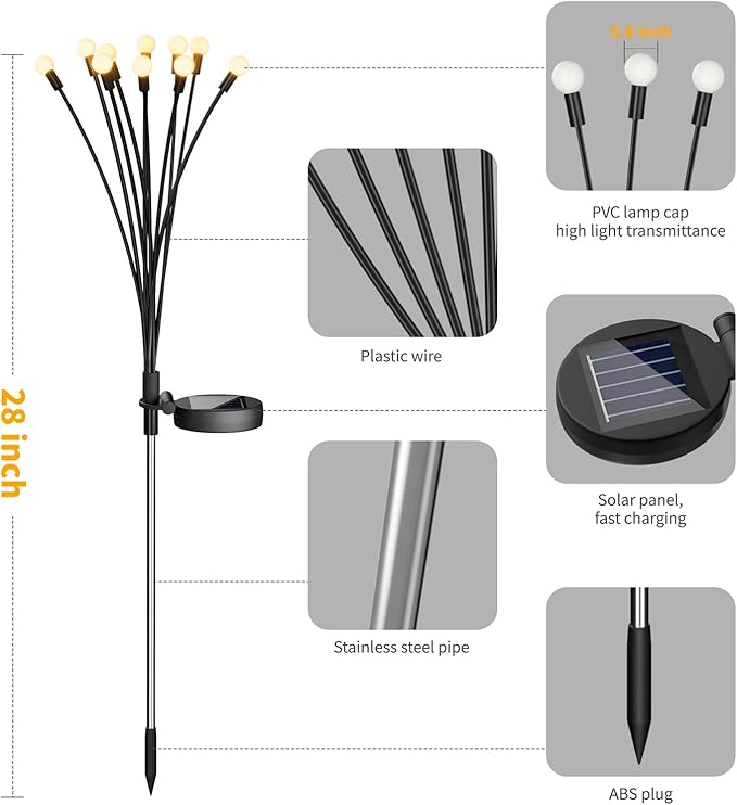 Outdoor Solar Lights Waterproof (8 Pack, 80 LED), Fairy Garden Decor, Fairy Tale Courtyard Decor, Firefly Lights, Solar Garden Lights, Solar Landscape Lights, Gifts for Women Who Have Everything
