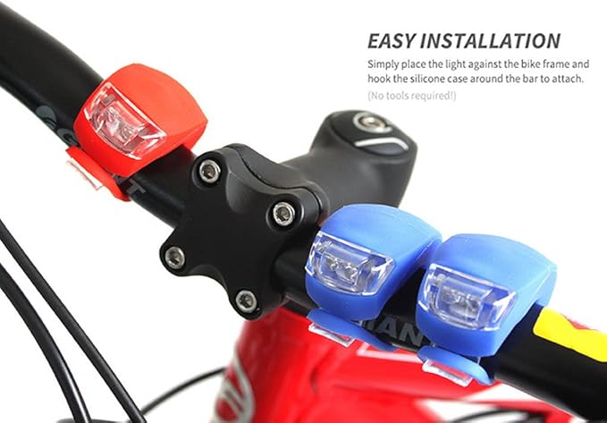 Malker Bicycle Light Front and Rear Silicone LED Bike Light Set - Bike Headlight and Taillight,Waterproof & Safety Road,Mountain Bike Lights,Batteries Included