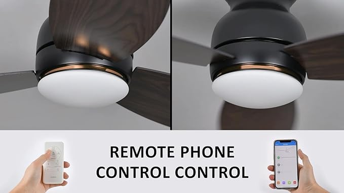 Carro Ceiling Fan with Lights, Indoor & Outdoor Ceiling Fan, 5482" Low Profile DC Smart Ceiling Fan Compatible with Alexa, Siri, Google Home & Smart APP, Dark Walnut