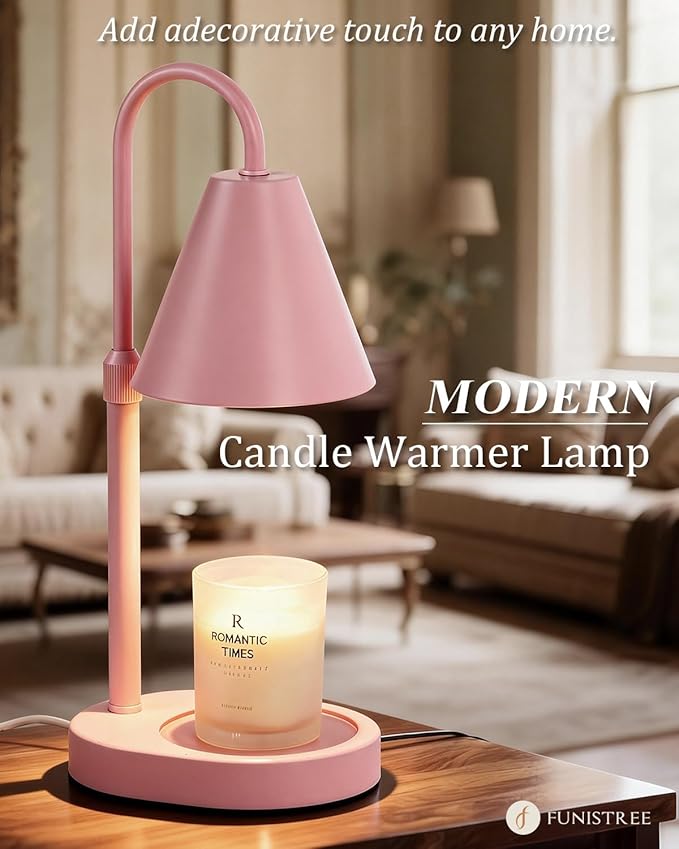 Modern Pink Candle Warmer Lamp with Timer, Dimmable Candle Lamp Warmer, Men Women for Birthday Gifts, Adjustable Candle Light, Anniversary Day Gifts Candle Warmer, Cozy Living Room Bedroom Home Decor