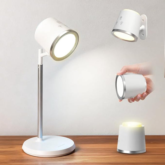 Cordless Desk Lamp, Magnetic Wall Mount LED Light, Portable Warm Night Light, Rechargeable Battery Powered Lamp, Dimmable Brightness & 3 Color Modes, Table Light for Reading, Work, Bedroom, Hallway