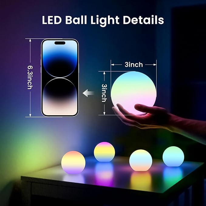LOFTEK Floating Pool Lights, 3-inch RGBW Color Changing Swimming Pool Lights, IP65 Waterproof LED Ball Light, Bathtub Lamp, Remote Control, Sphere Orb Light for Patio, Yard & Pool Décor (1 Pack)