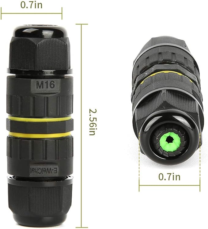 IP68 Outdoor Waterproof Junction Box Electrical Cable Connector, Easy to Install, UL,M16 for Ø 3.5-10mm Wire Range(AC 400V, 17.5A),2 Way 3Pin 5Pack